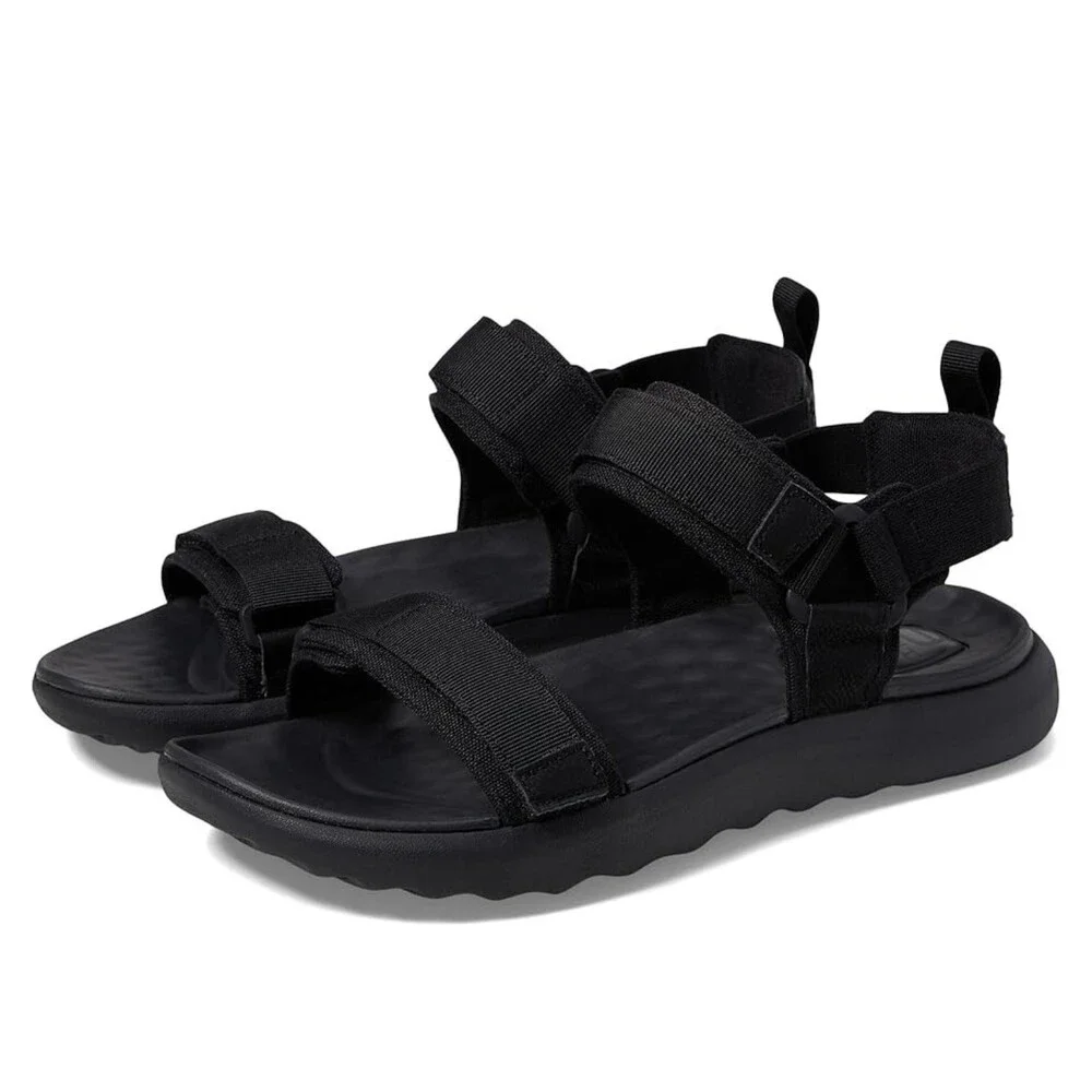 Hey Dude Carson 40712-060 Sandals Men's Black Leather Adjustable Strap DDK1326